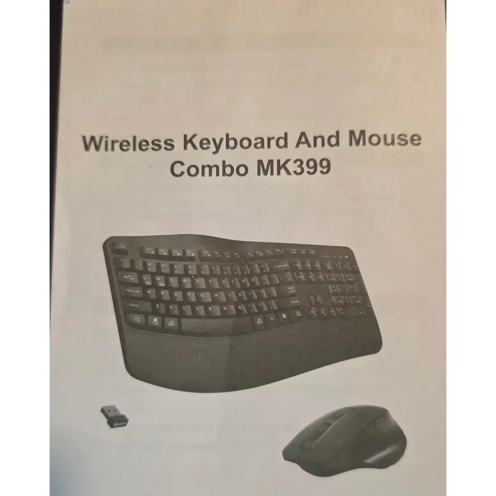 Wireless Ergonomic Keyboard and Mouse Combo with Wrist rest